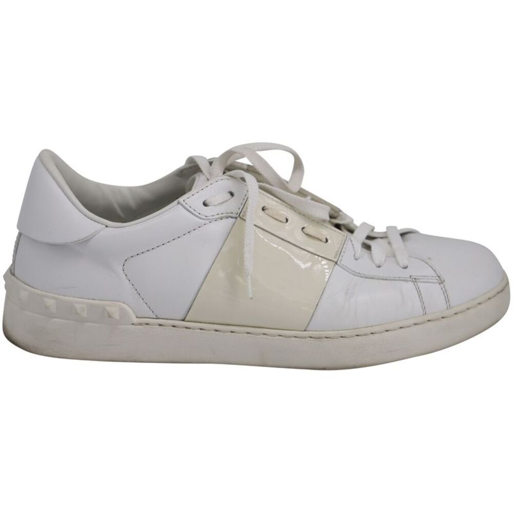 Valentino Accent Band Sneakers in White Leather
